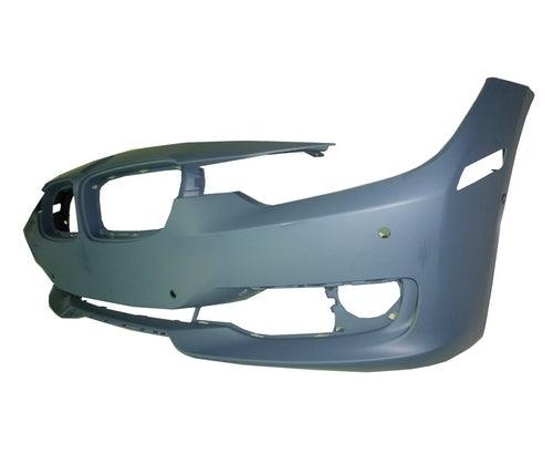 2012-2015 Bmw 3 Series Sedan Bumper Front With Sensor/Cam With Out Wash/Park Distance Control With Moulding Hole Primed