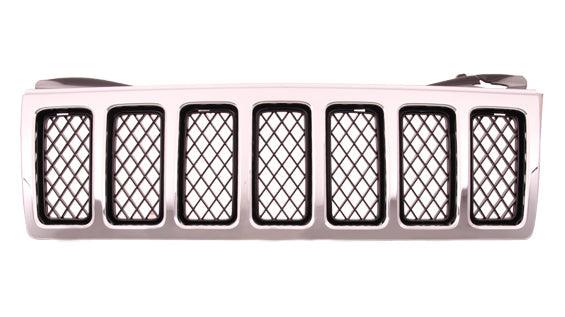 2008-2009 Jeep Grand Cherokee Grille Matte-Black With Chrome Front Mesh Type Overland Model