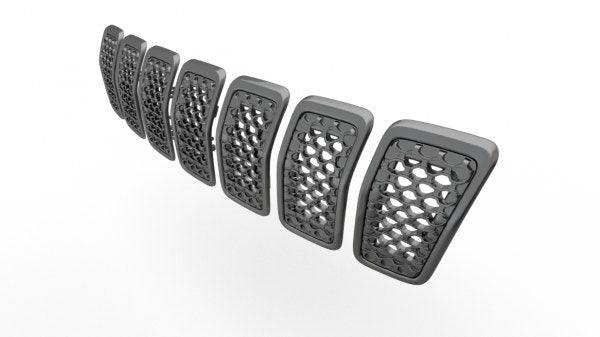 2019-2021 Jeep Cherokee Grille Gray Front With Black Insert 7-Pc Set