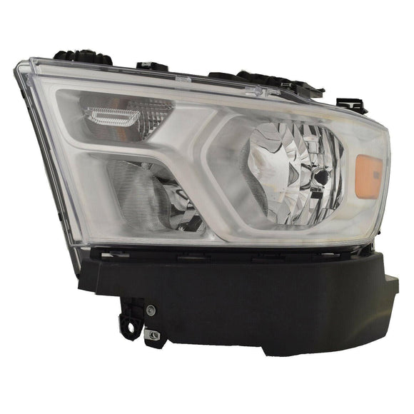 2019-2020 Ram Ram 1500 Head Lamp Driver Side Halogen With Chrome Trim Economy Quality