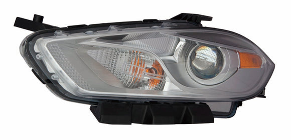 Head Lamp Driver Side Dodge Dart 2013-2015 Halogen Chrome Bezel Capa , Ch2518143C