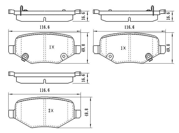 2012-2016 Dodge Caravan Brake Pads Set Rear Ceramic