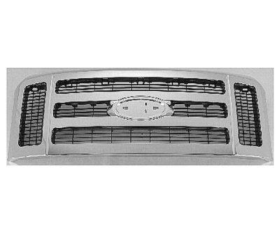 2008-2010 Ford F450 Grille Matte-Dk Gray With Chrome Front Xlt/Lariat Model