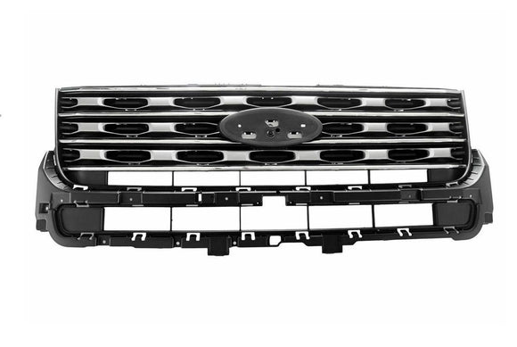 2016-2017 Ford Explorer Grille Silver With Chrome Base/Ltd/Xlt Model