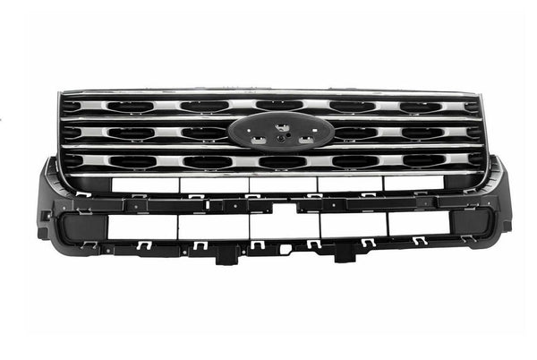 2016-2017 Ford Explorer Limited Grille Silver With Chrome Base/Ltd/Xlt Model