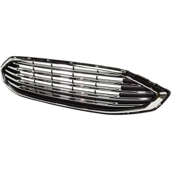 2017-2018 Ford Fusion Grille Black With 5 Chrome Bars With Chrome Front Without Sport