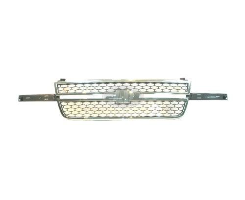 2005-2006 Chevrolet Silverado 3500 Grille Chrome Frame With Gray Honrycomb O5 Ss/Center Bar Needs Wing Inserts