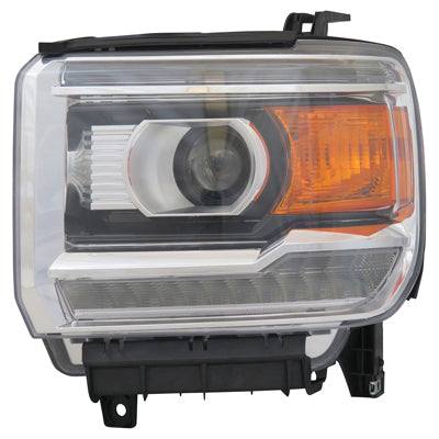 Head Lamp Driver Side Gmc Sierra 1500 2014-2015 Halogen With Led Chrome Capa , Gm2502390C