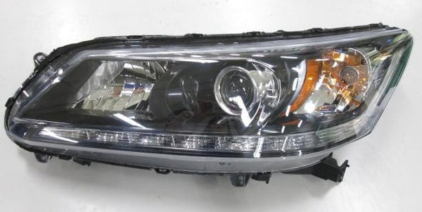 Head Lamp Driver Side Honda Accord Sedan 2013-2015 Halogen With Led Drl 3.5L Ex-L Models Capa , Ho2502156C