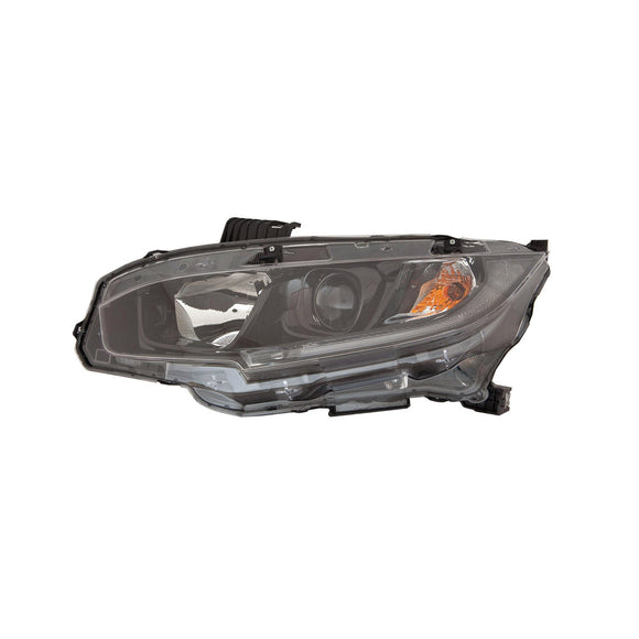 Head Lamp Driver Side Honda Civic Coupe 2019-2020 Halogen With Black Bezel Capa , Ho2502192C