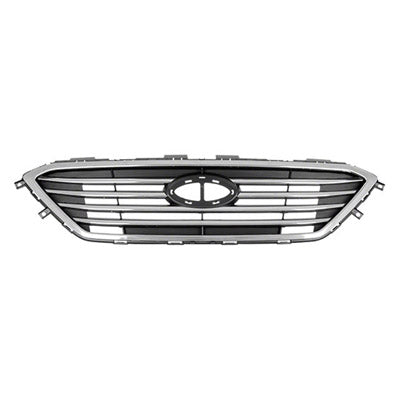 Grille With Hyundai Sonata 2015-2016 Chrome 4 Bars Ptd Silver Gray Without Sport Pkg/Auto Cruise , Hy1200174U