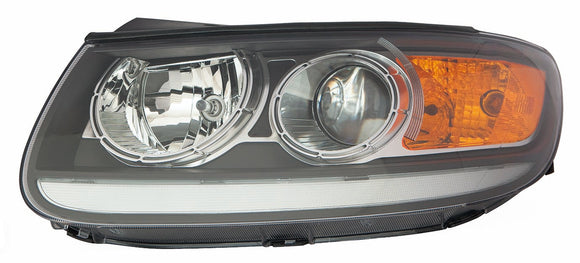 Head Lamp Driver Side Hyundai Santa Fe 2012 Halogen With Clear Lower Reflector Black Bezel Capa , Hy2502166C