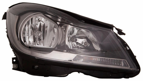 2012-2015 Mercedes C250 Head Lamp Passenger Side Halogen Black Housing Coupe Without Cornering Lamp High Quality