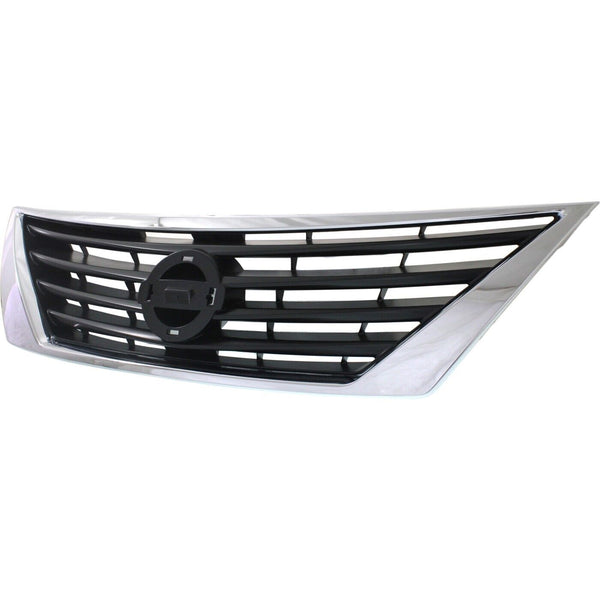 Grille Black Nissan Versa Sedan 2012-2014 With Chrome Moulding , Ni1200247U